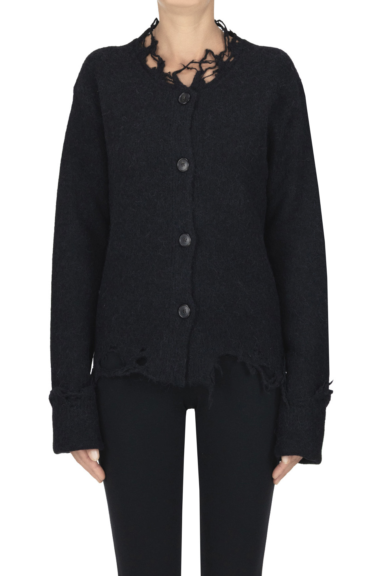 Cardigan con orli effetto used