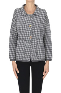 Hound's tooth print cardigan jacket Clouds